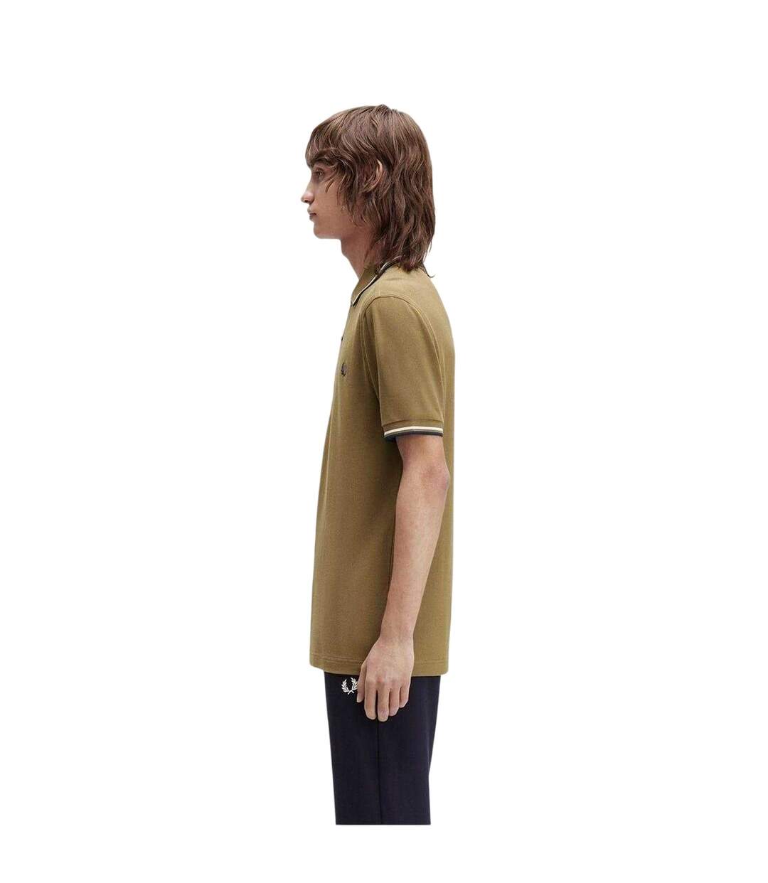 Polo Motif/style Double Pointe Homme Bleu Nuancé Fred Perry-4