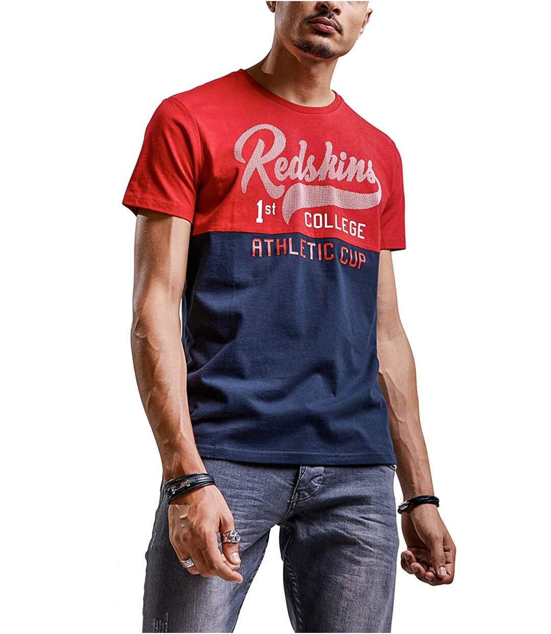 Tee shirt en coton à gros logo  -  Redskins - Homme