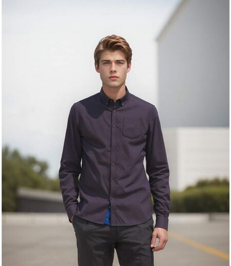 Chemise Homme Imprimée à  Manches Longues en Coton Bleu