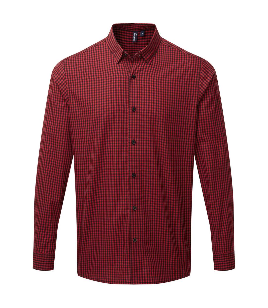 Mens maxton checked long-sleeved shirt black/red Premier