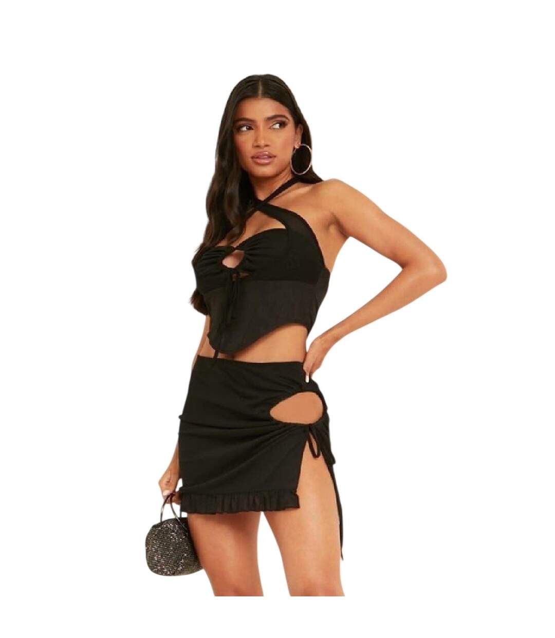 Mini Jupe Motif/style Découpé Femme Noir Missy Empire-2
