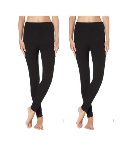 Collant Femme Confort et Résistance DIAMANTINO Pack de 2 Leggings Chauds Polaire Noir