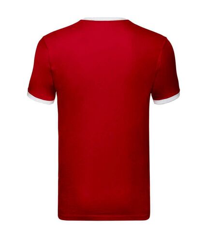 Mens ringer contrast t-shirt red/white Fruit of the Loom