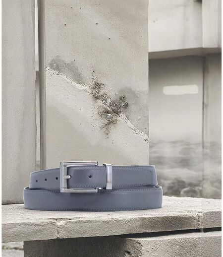 Ceinture homme ajustable en croÃ»te de cuir gris - boucle chromée - Longueur Ajustable