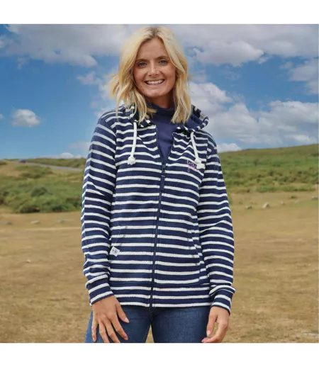 Veste À Capuche Motif/style Rayé Femme Bleu Mer Lazy Jacks