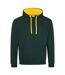 Sweat À Capuche Varsity Adulte Vert Forêt Jaune Or Awdis-1