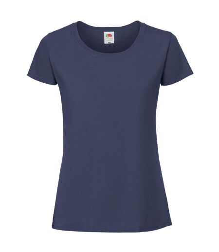 Womens/ladies Iconic 195 Premium Ringspun Cotton T-shirt Deep Navy Fruit Of The Loom
