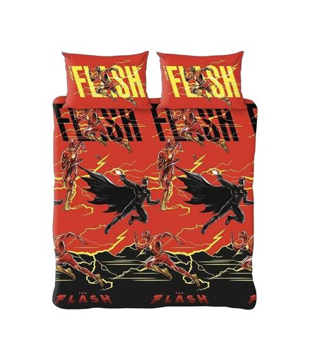 Reversible Duvet Set Black Red Yellow Flash