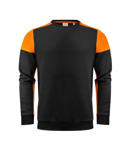 Mens Contrast Crew Neck Sweatshirt Black Orange Printer PRIME