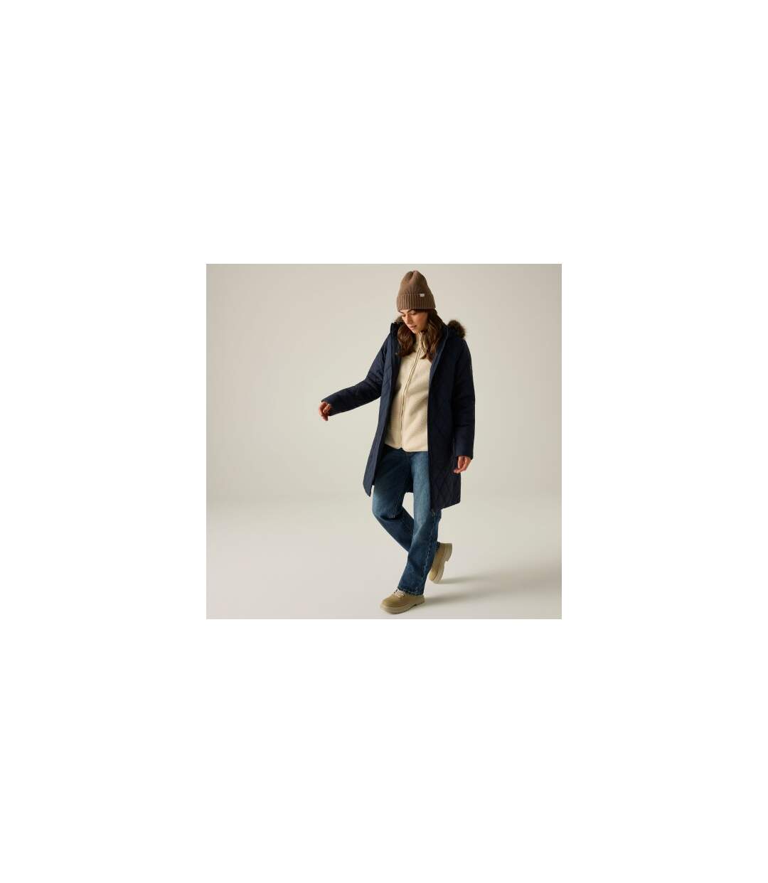 Womens/ladies Fionne Long Length Jacket Navy Regatta-1