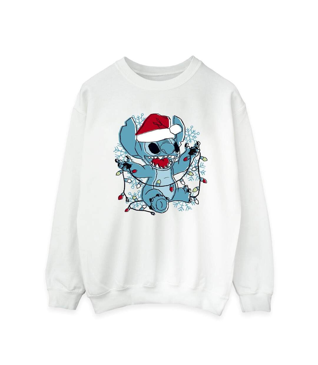 Disney - Sweat LILO AND STITCH CHRISTMAS LIGHTS SKETCH - Femme (Blanc) - UTBI22680-1