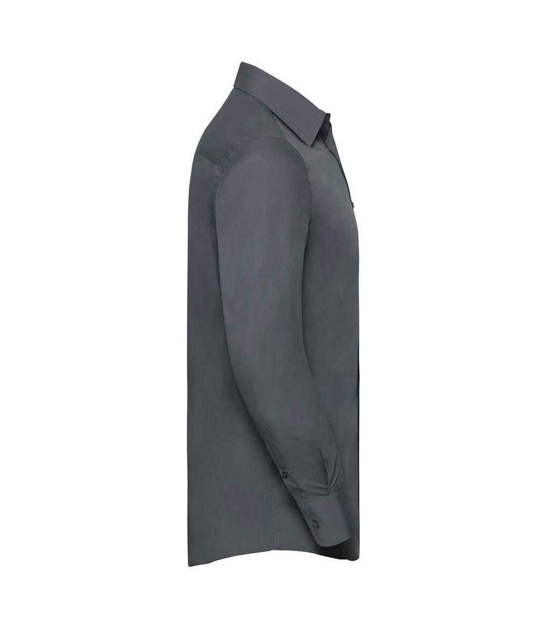 Mens poplin tailored long-sleeved shirt convoy gray Russell Collection