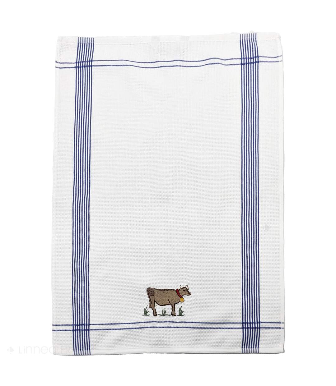 Torchon nid d'abeille WAFFLE brodé Vache-5