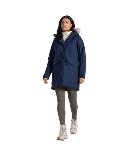 Veste Imperméable À Capuche Avec Bord Duveteux Amovible Sofia Femme Bleu Marine Craghoppers