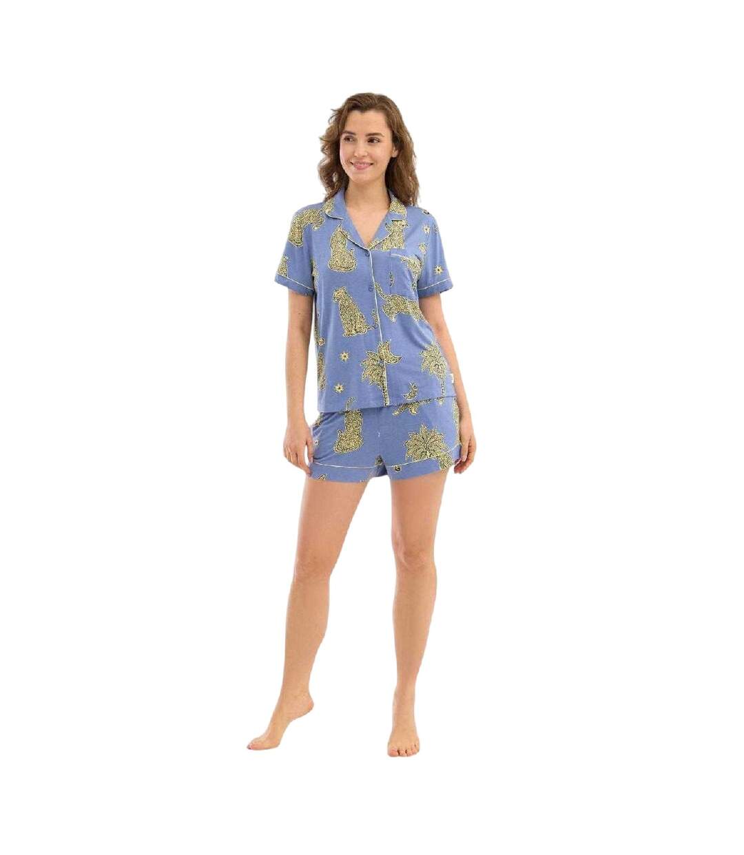 Ensemble De Pyjama Court Femme Beige Noir Soleil Chelsea Peers-1
