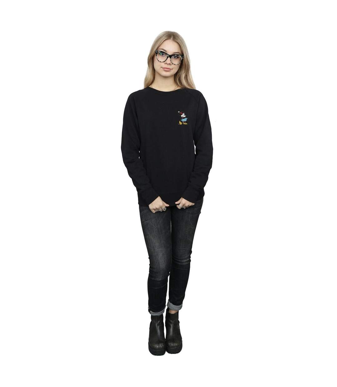 Disney Sweatshirt à la poitrine de Minnie Mouse Womens/Ladies (Noir) - UTBI27005-4