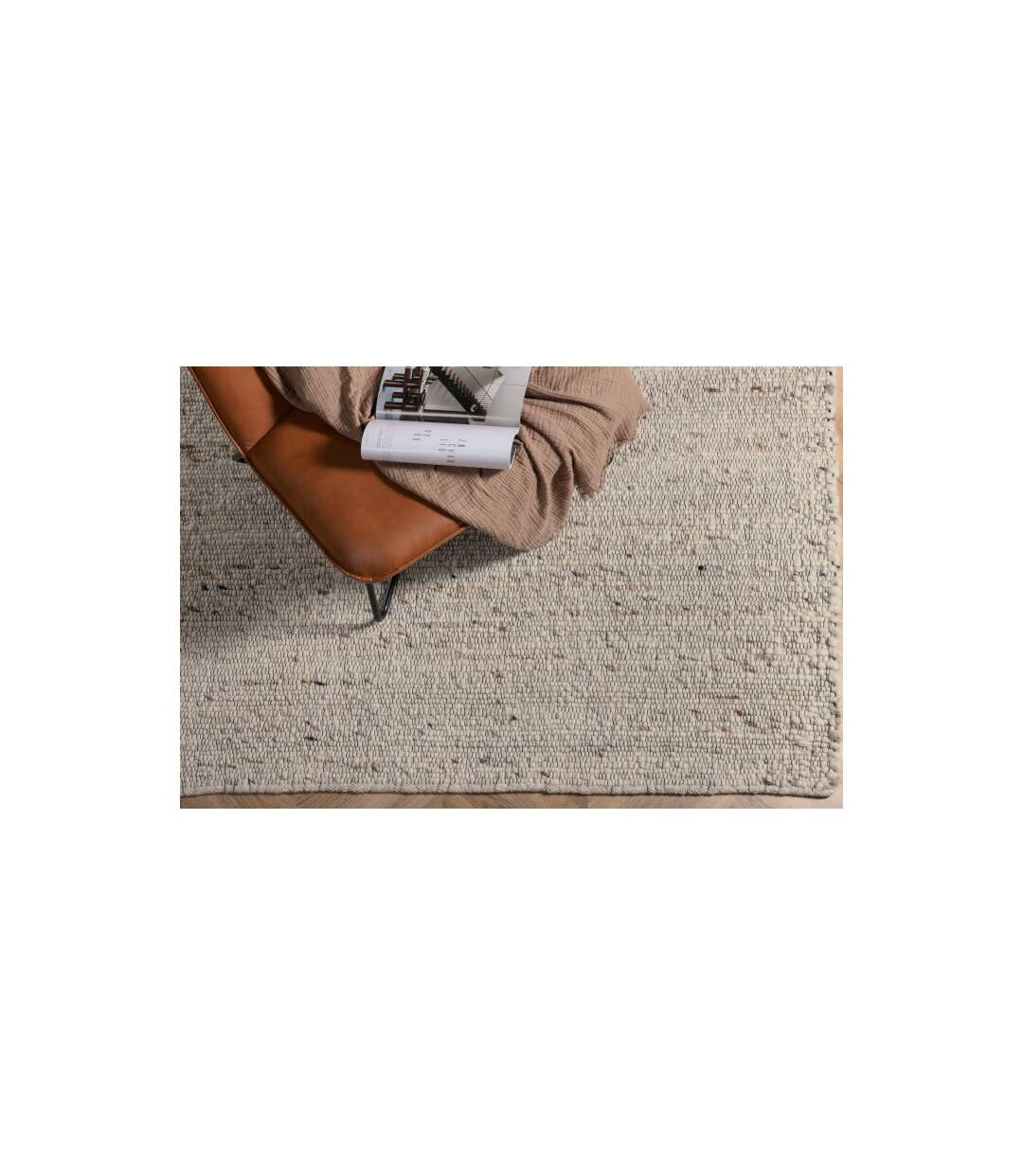 Tapis Déco en Laine Loump 160x230cm Blanc & Beige-4