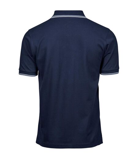 Mens Luxury Stripe Polo Shirt Navy White Tee Jays