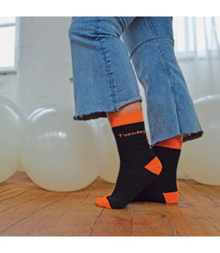 7 Pack Ladies Days Of The Week Socks | Black Novelty Dress Socks