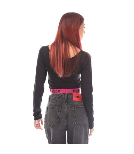 Womens/ladies Kat Scoop Lounge Top Black Hugo