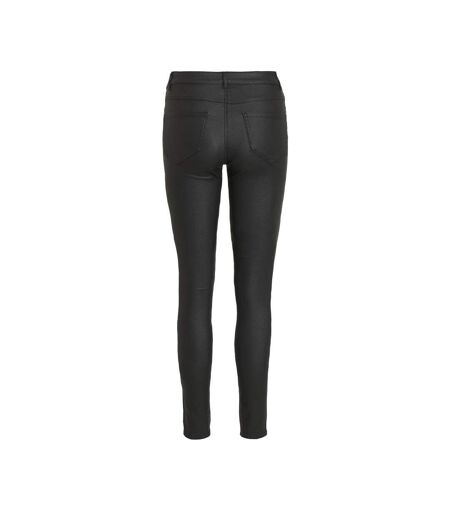 Pantalon Noir Enduit Femme Vila Commit Coated - L