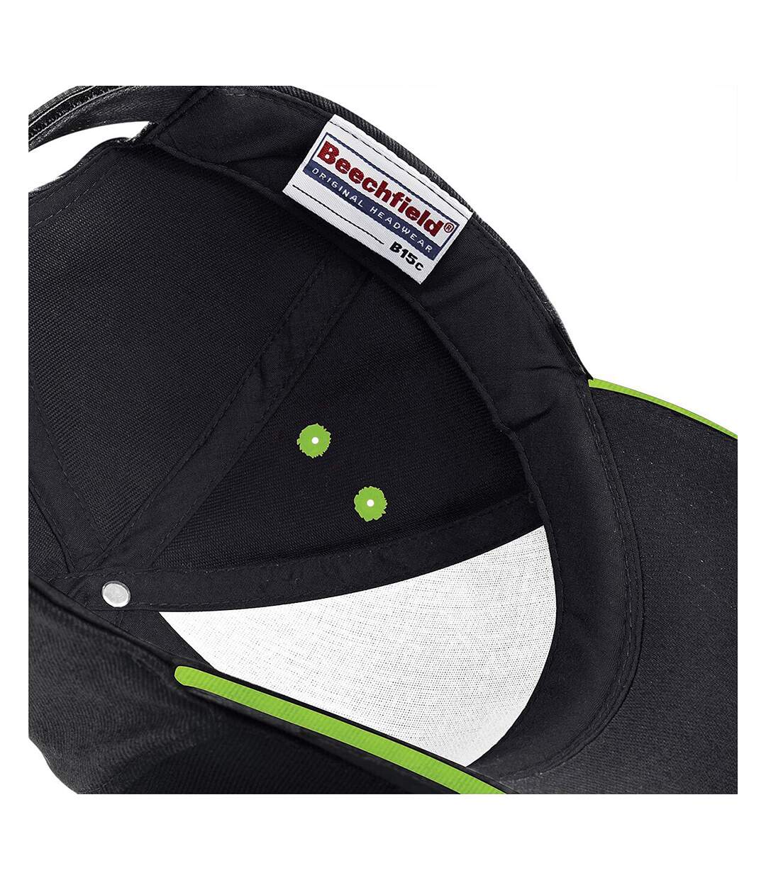 Beechfield Unisex Ultimate 5 Panel Contrast Baseball Cap With Sandwich Peak / Headwear (Black/Lime Green) - UTRW222-3