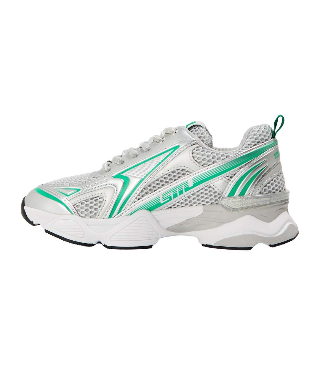 Womens/ladies Rhinestone Mesh Chunky Flat Trainers Green Multicoloured Steve Madden-2