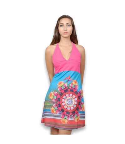 Robe femme à bretelles - Tissu imprimé multicolore