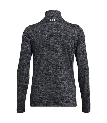 Womens/ladies Tech Textured Half Zip Top Black Twist Under Armour