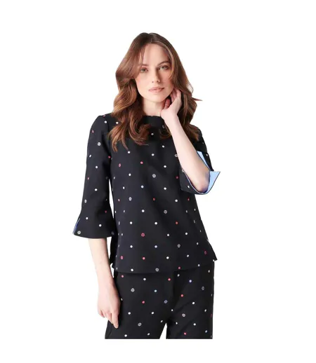 Womens/ladies Polka Dot Cuffed Blouse Polka Dot Biba
