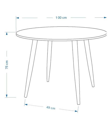 Table ronde en MDF et acier Plaza 100 cm Noyer