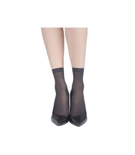 DIM Lot de 4 paires de Socquettes Femme Microfibre ECODIM Noir 30D