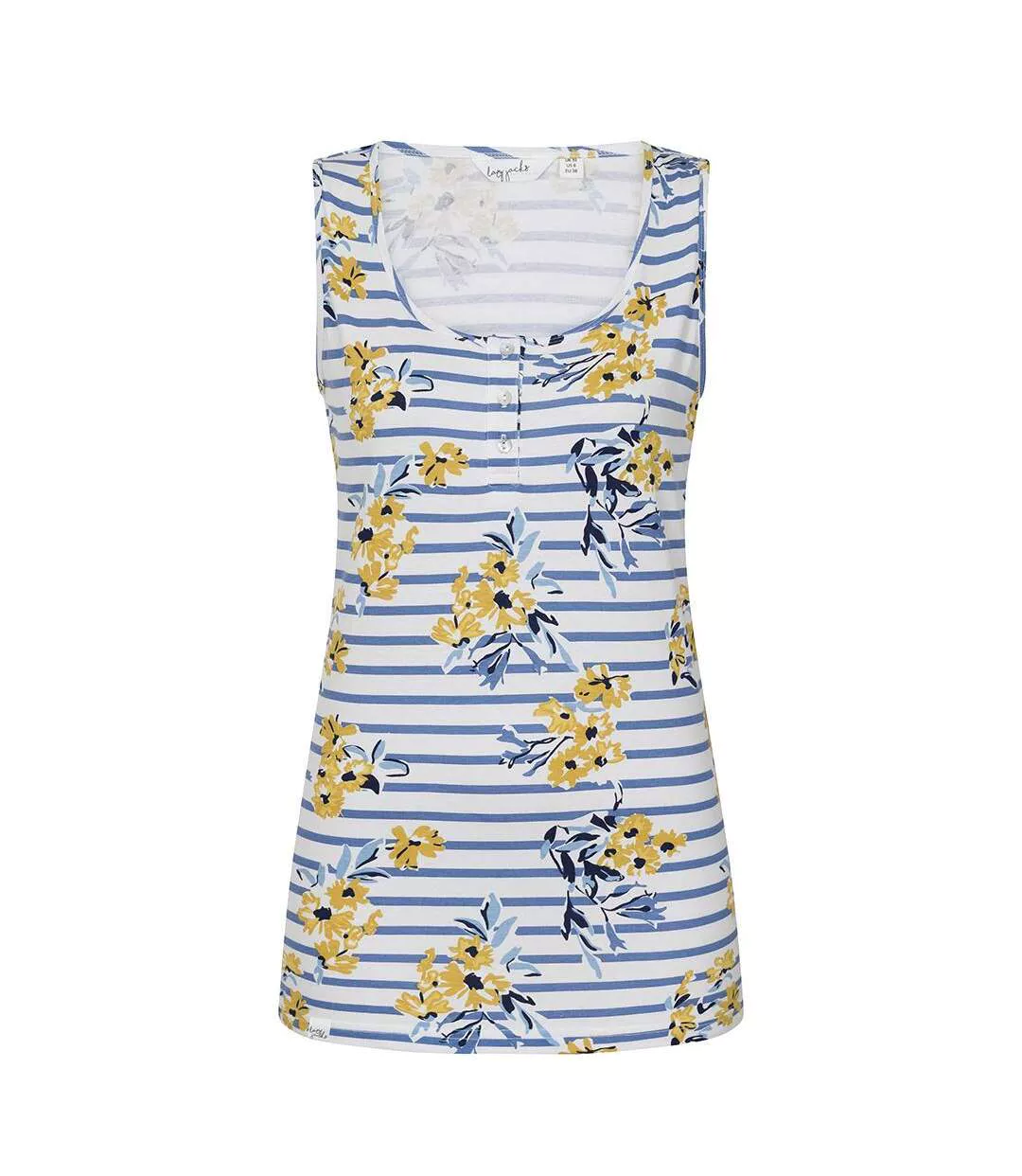 Débardeur Motif/style Fleurs De Prairie Femme Bleu Blanc Lazy Jacks-1