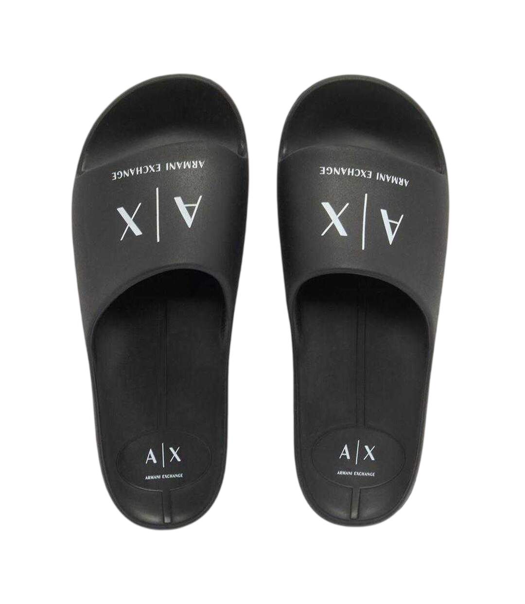 Mens Logo Flat Sliders Black Armani Exchange-3