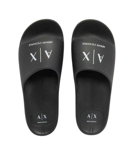 Mens Logo Flat Sliders Black Armani Exchange