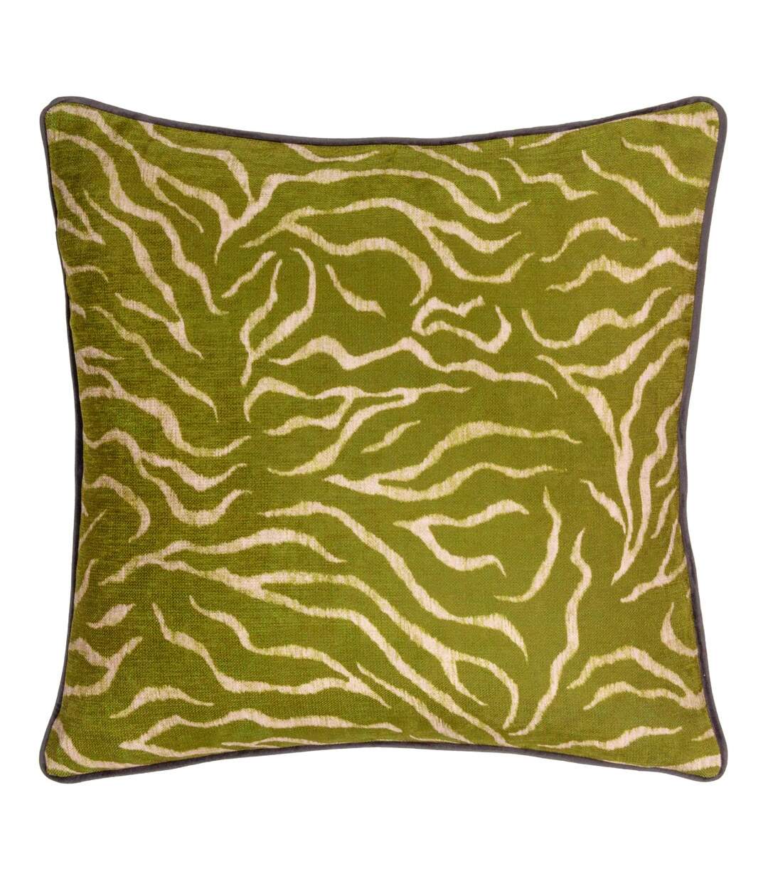 Tropics jurong chenille tiger print cushion cover 50cm x 50cm moss Wylder-1