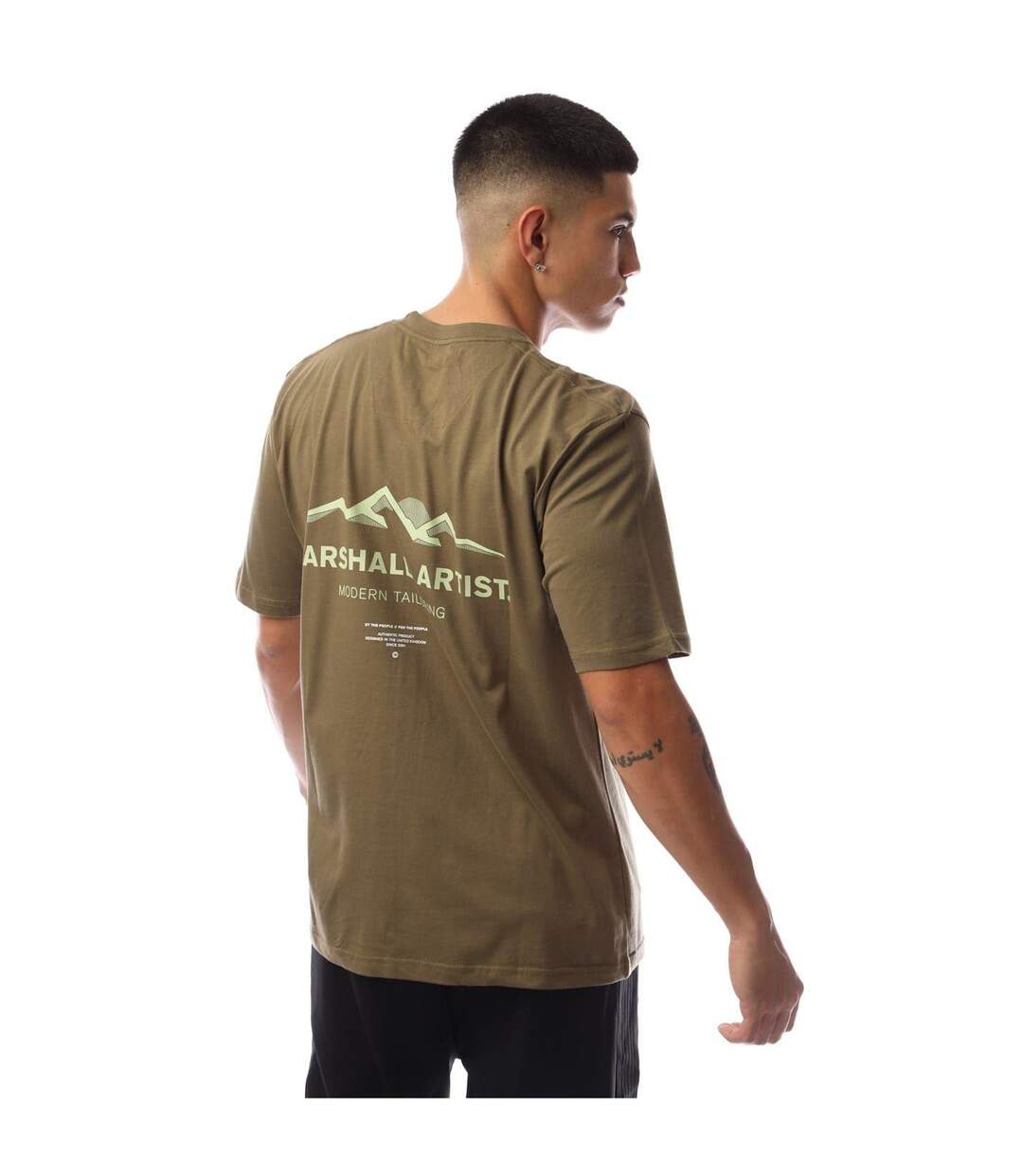 Mens Mountain Logo Regular T-shirt Khaki Marshall Artist-3