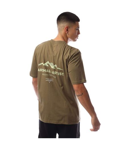 Mens Mountain Logo Regular T-shirt Khaki Marshall Artist