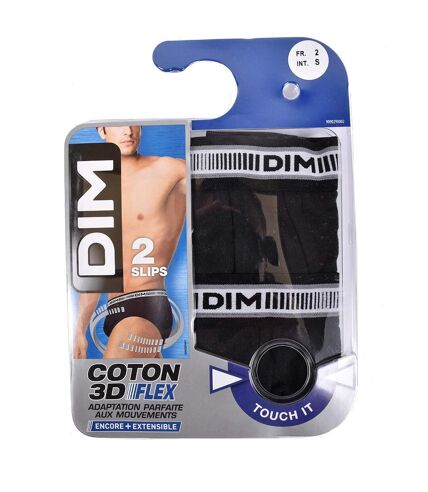 Slips DIM Homme en coton stretch ultra Confort -Assortiment modèles photos selon arrivages- Pack de 2 Slips Coton 3D Flex Noir