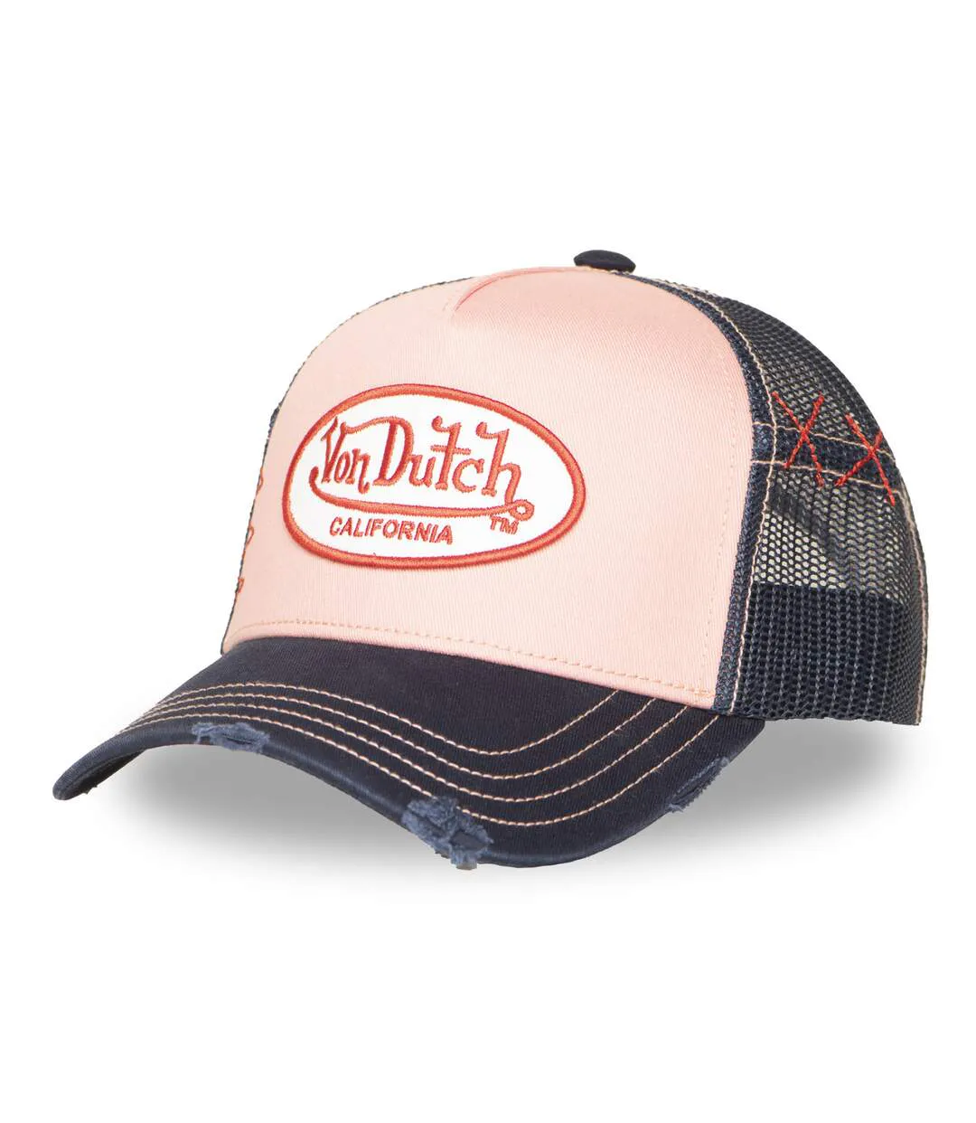Casquette trucker avec filet effet usé et patch brodé Used Vondutch-1