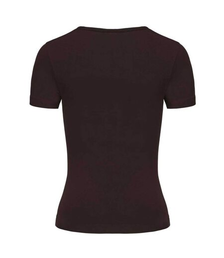 Pack Of 2  Womens/ladies Crew Neck Slim T-shirt  Chocolate White Slazenger