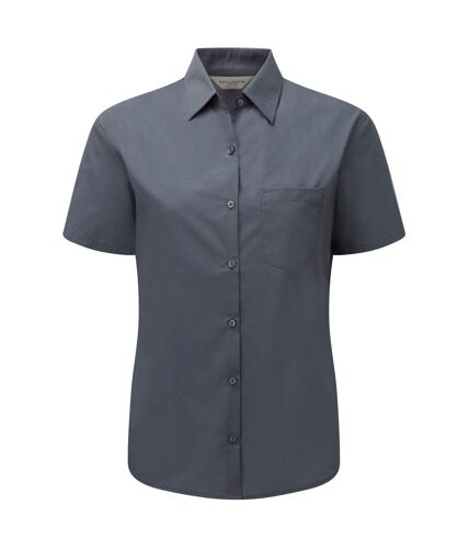Russell Collection Womens/Ladies Poplin Easy-Care Short-Sleeved Formal Shirt (Convoy Gray)