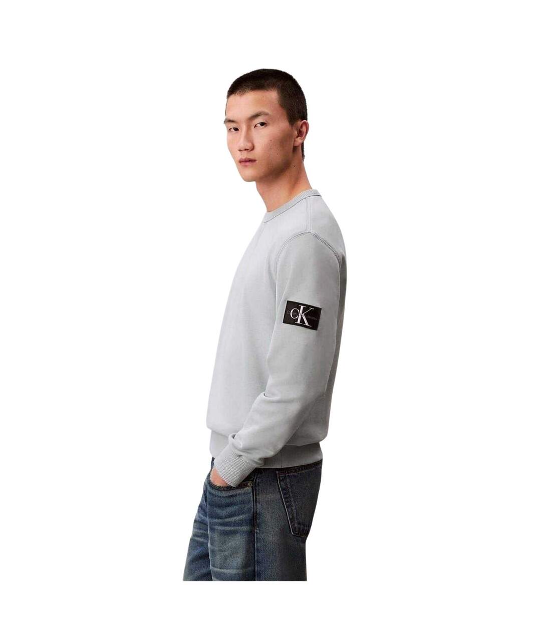 Sweat Motif/style Badge Homme Gris Foncé Calvin Klein-4