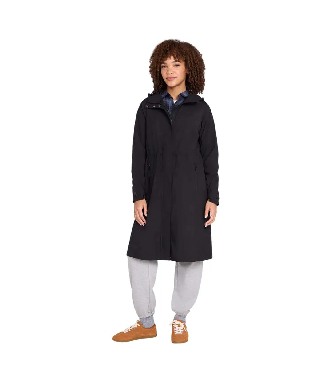Womens/ladies Jade Long Length Waterproof Jacket Black Animal-4