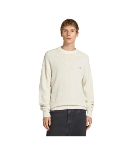 Mens Waffle Crew Neck Jumper Tofu Calvin Klein