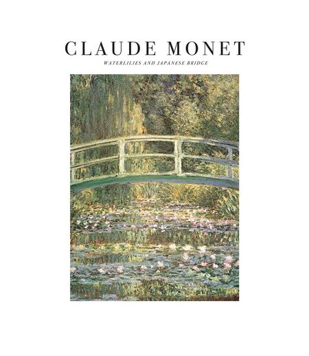 Claude Monet - Imprimé WATERLILIES AND JAPANESE BRIDGE (Vert) (30 cm x 40 cm) - UTPM7247