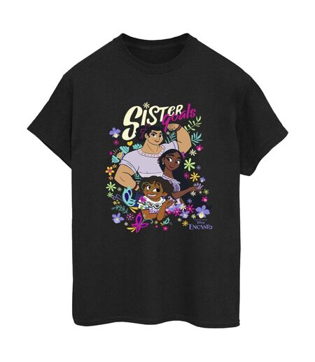 Disney Womens/Ladies Encanto Sister Goals Cotton Boyfriend T-Shirt (Noir) - UTBI22342