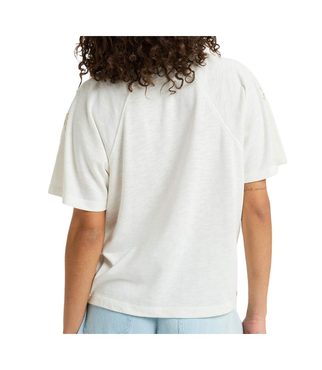 T-shirt ecru femme roxy time for palm - l-2