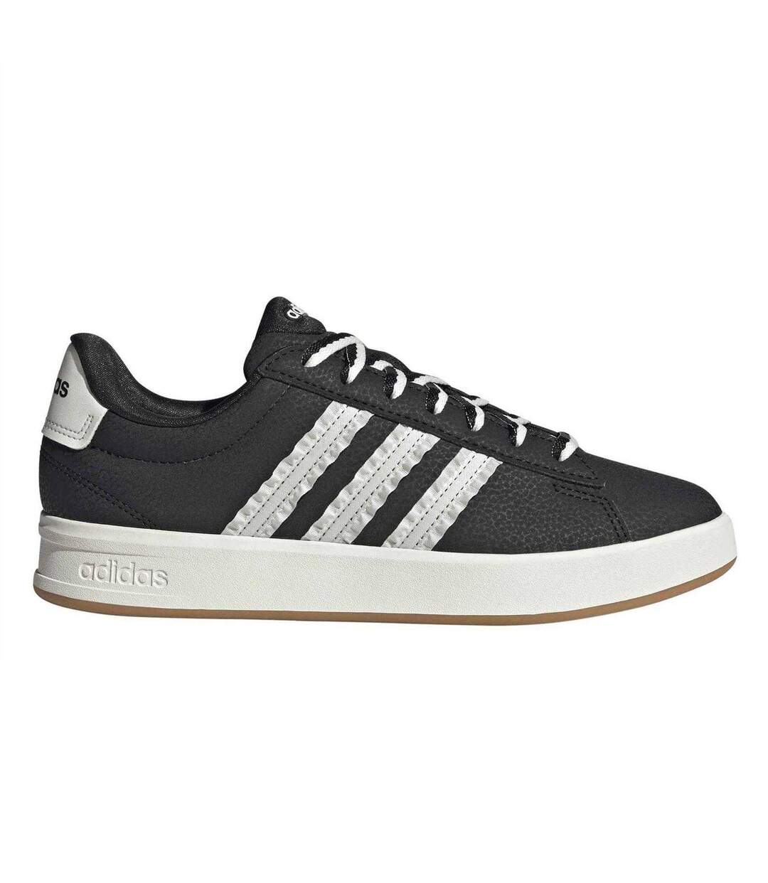 Mens Grand Court 3 Stripes Flat Trainers Core Black Adidas-1