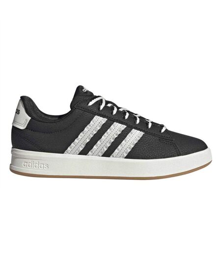 Mens Grand Court 3 Stripes Flat Trainers Core Black Adidas